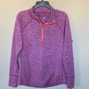 Tangerine 1/4 Zip Pullover with Thumb Holes
